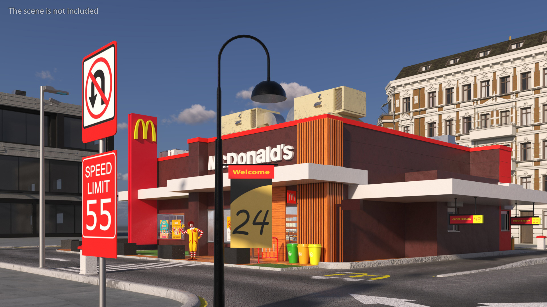 3D Ronald McDonald Clown Near Restaurant Fur