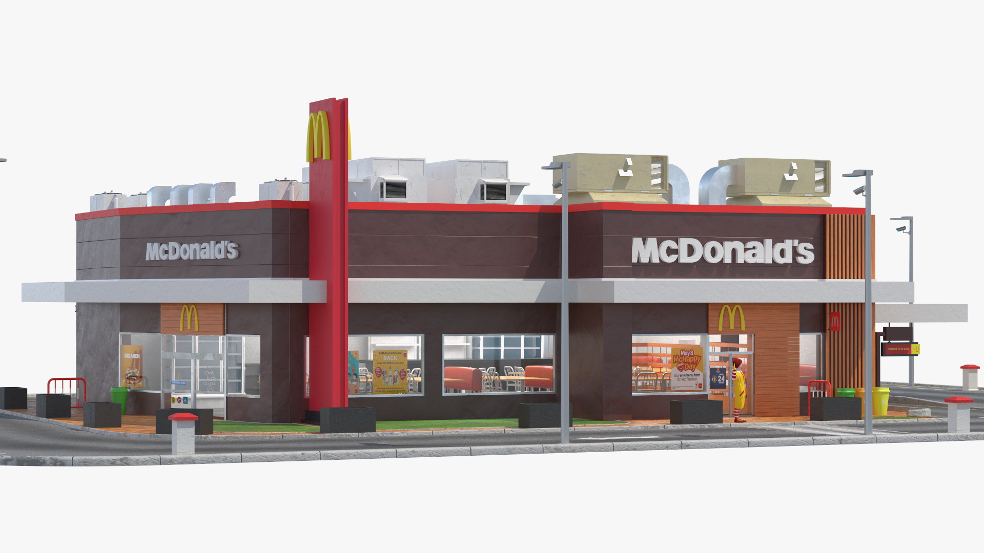 3D Ronald McDonald Clown Near Restaurant Fur