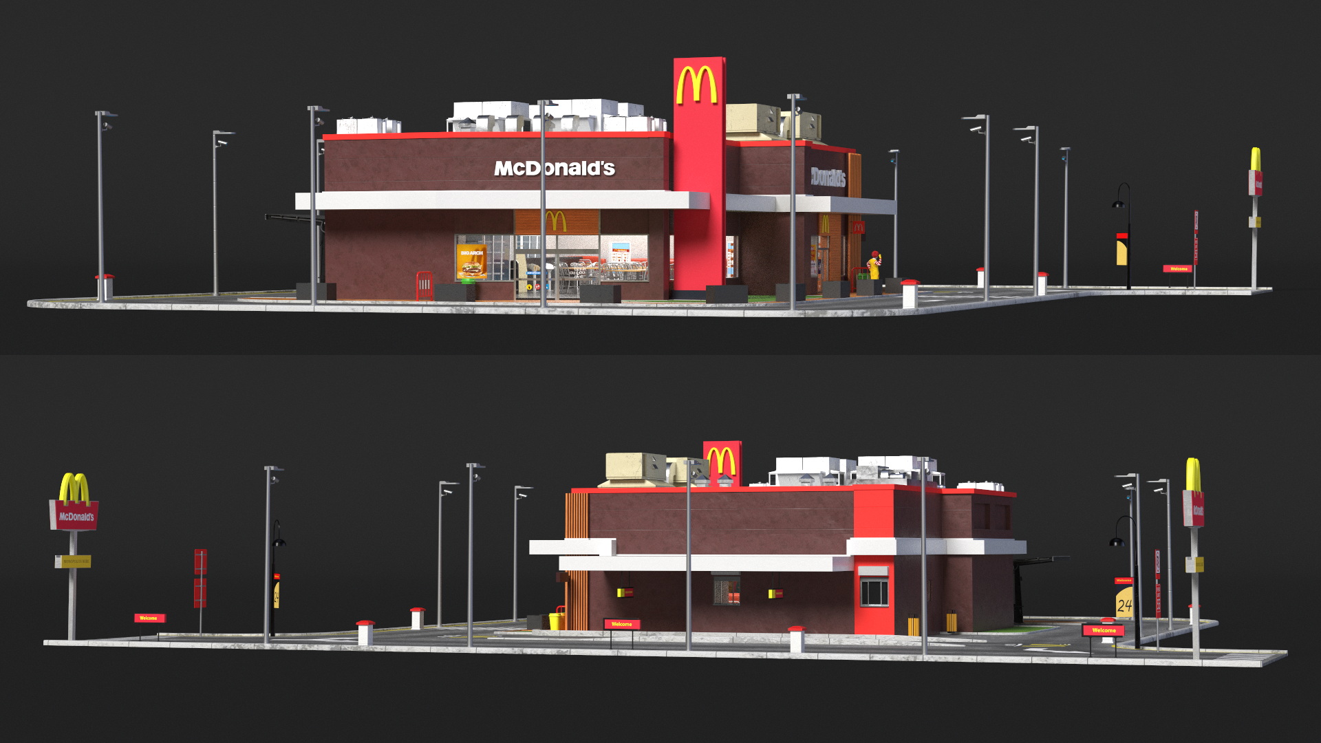 3D Ronald McDonald Clown Near Restaurant Fur