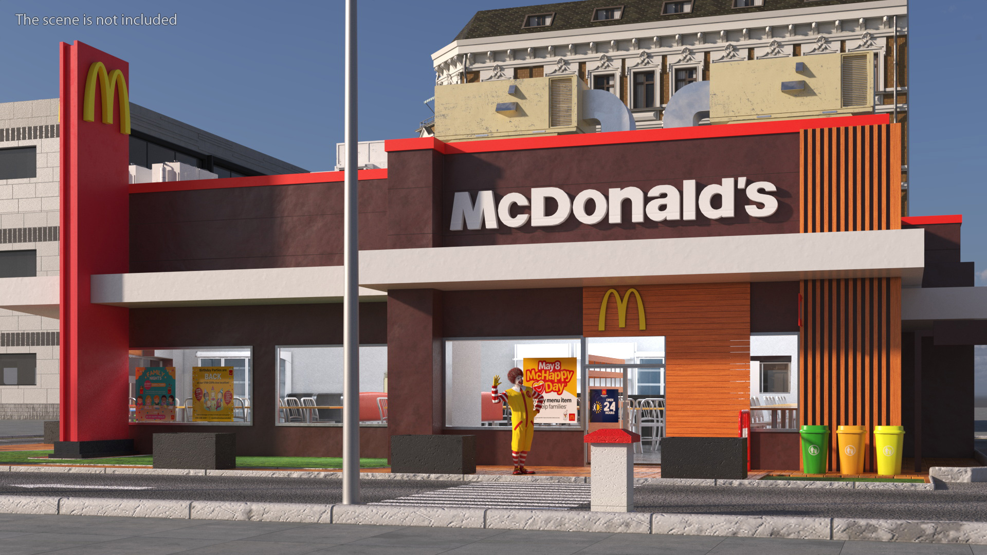 3D Ronald McDonald Clown Near Restaurant Fur