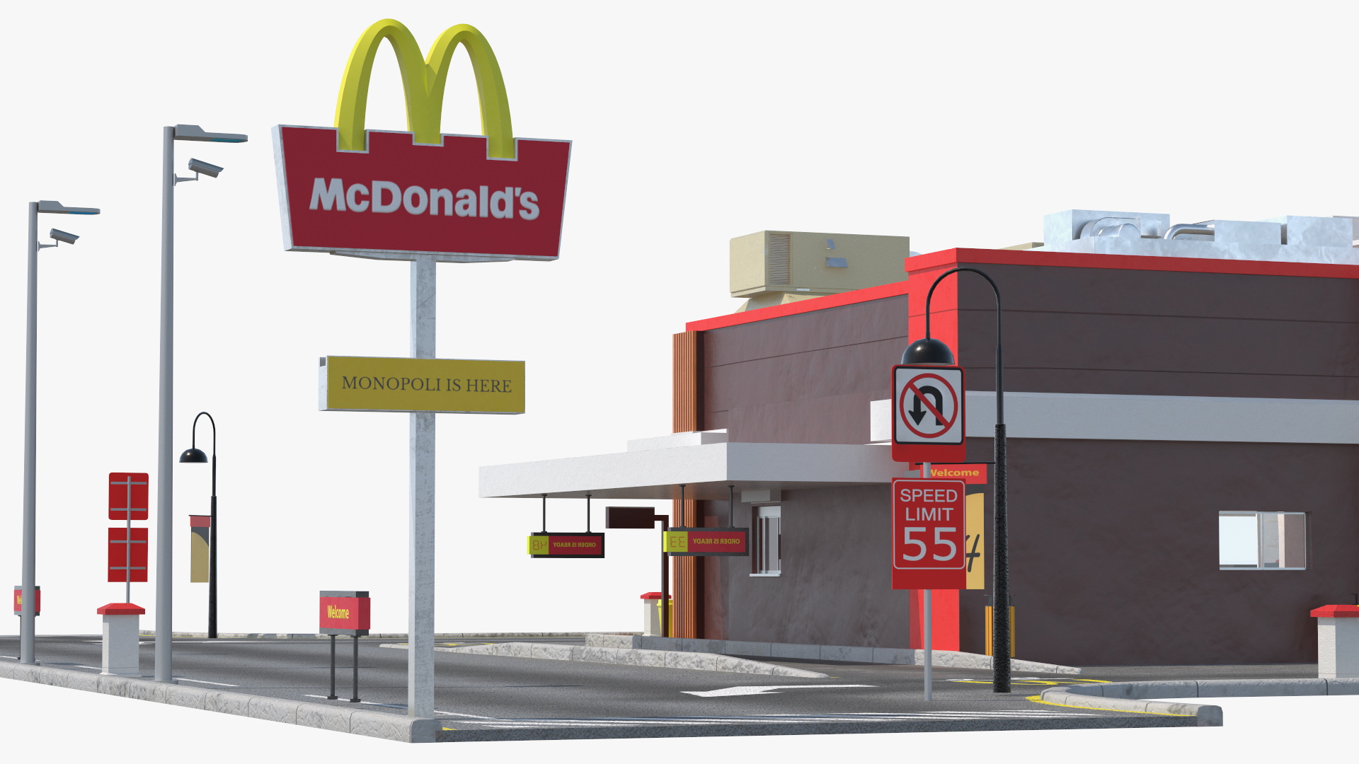 3D Ronald McDonald Clown Near Restaurant Fur
