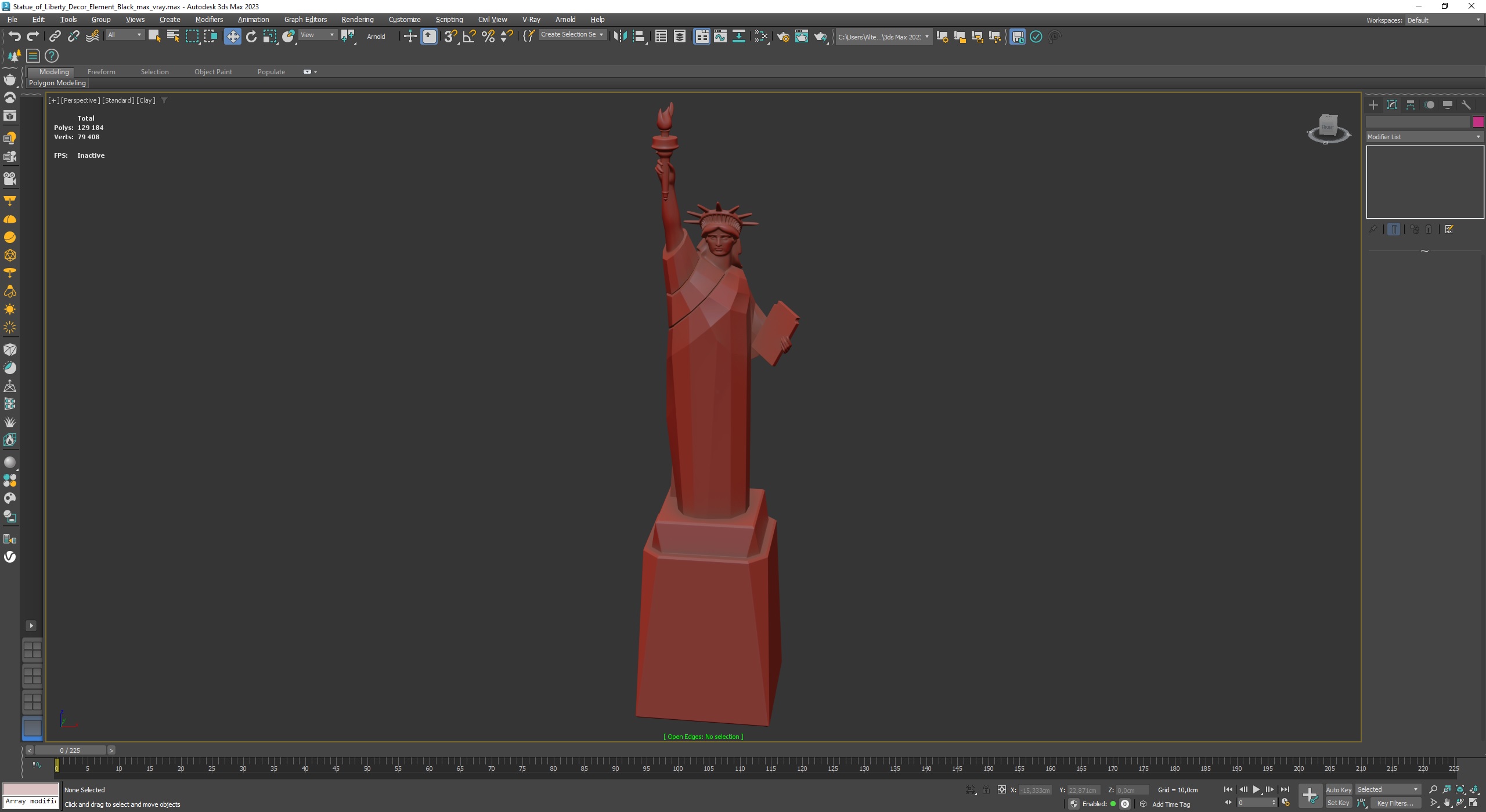 3D model Statue of Liberty Decor Element Black for 3D Print