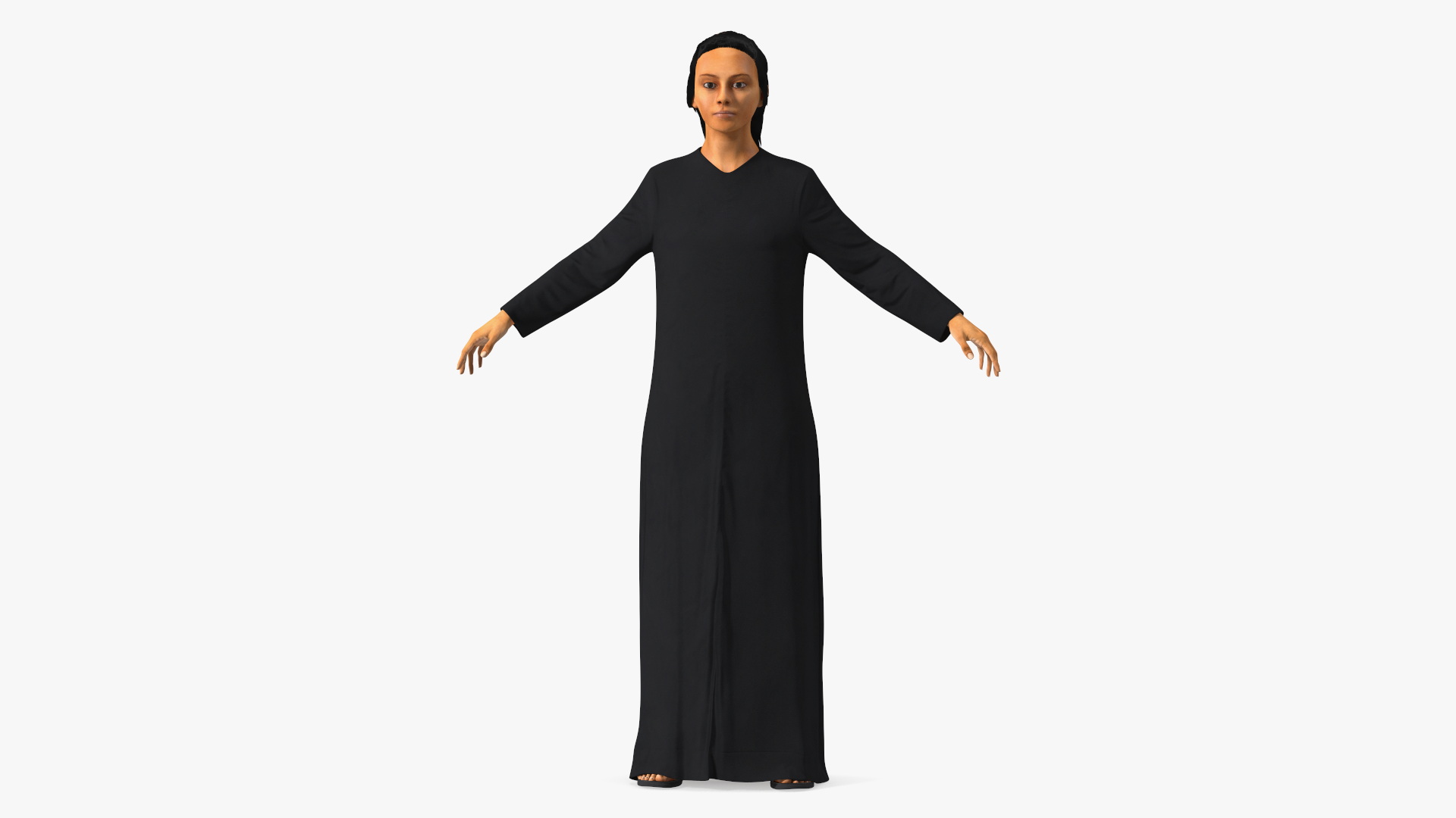 Realistic Arabian Female Figure in Long Dress Fur 3D model