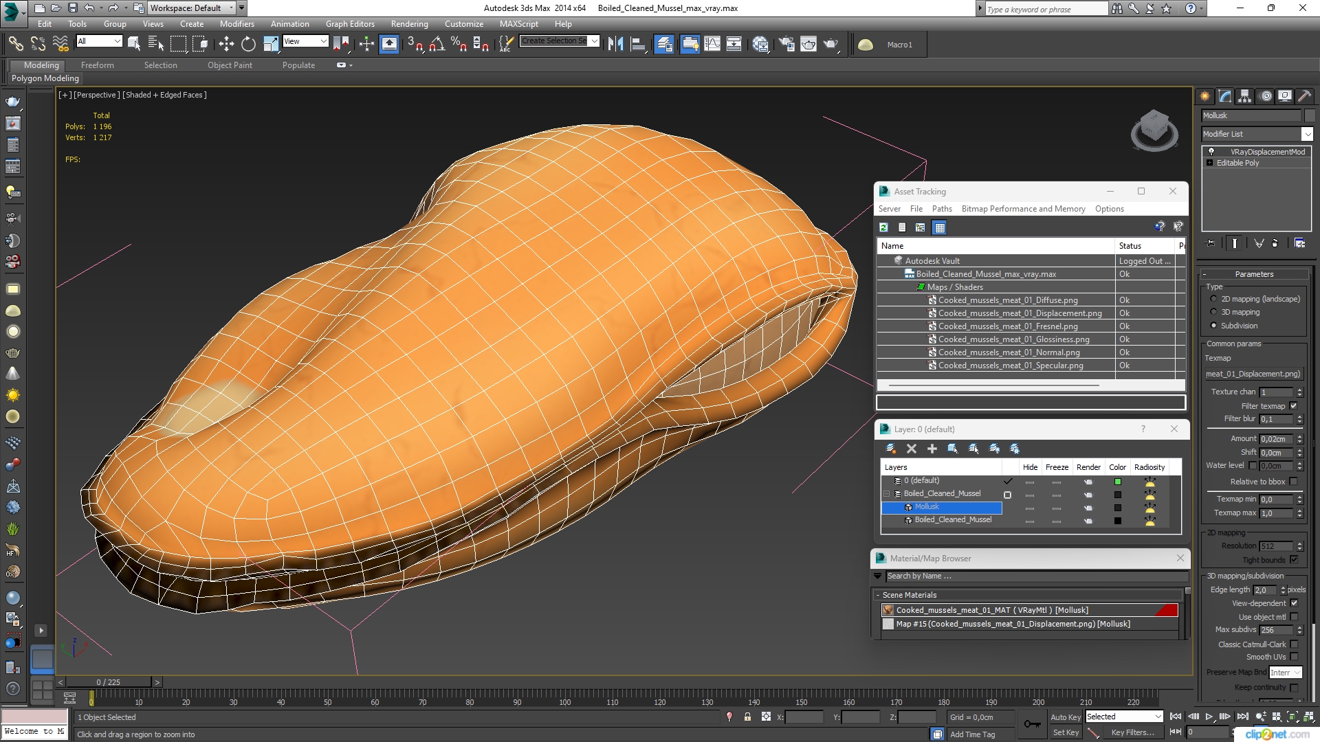 3D Boiled Cleaned Mussel