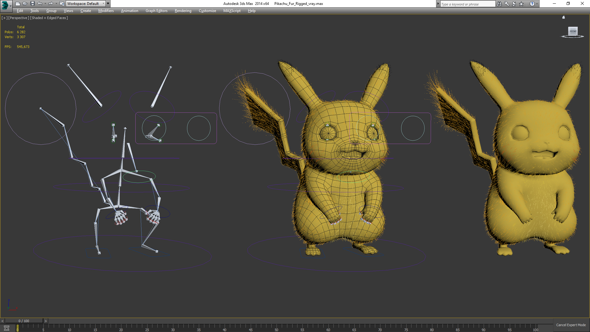3D Pikachu Fur Rigged model