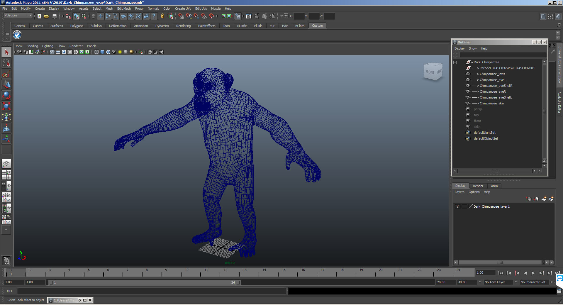 3D model Dark Chimpanzee