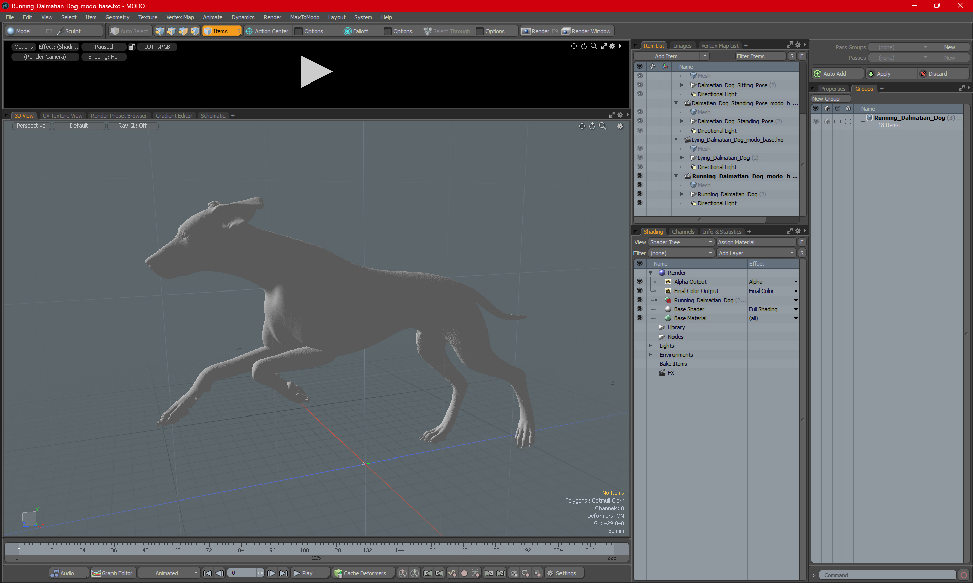 3D Running Dalmatian Dog