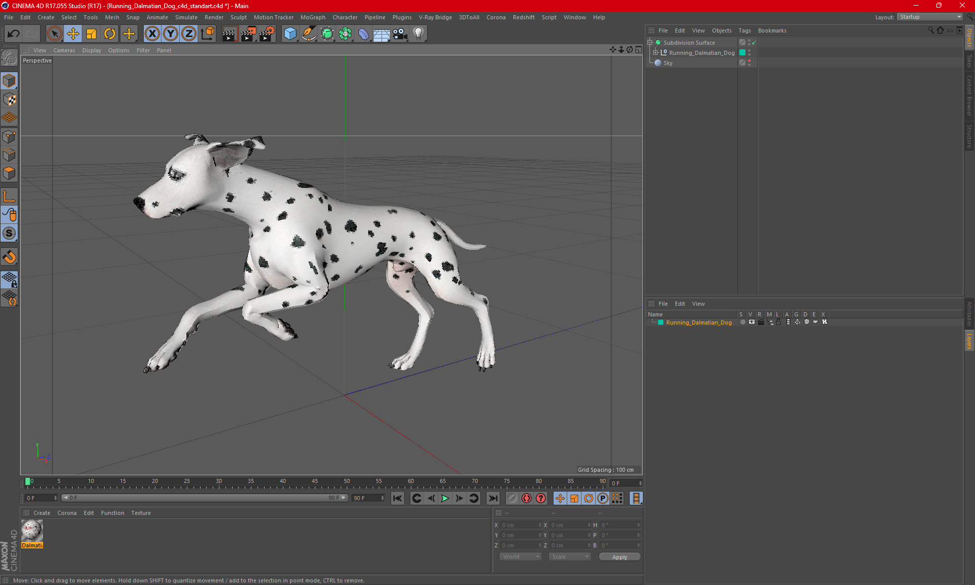 3D Running Dalmatian Dog