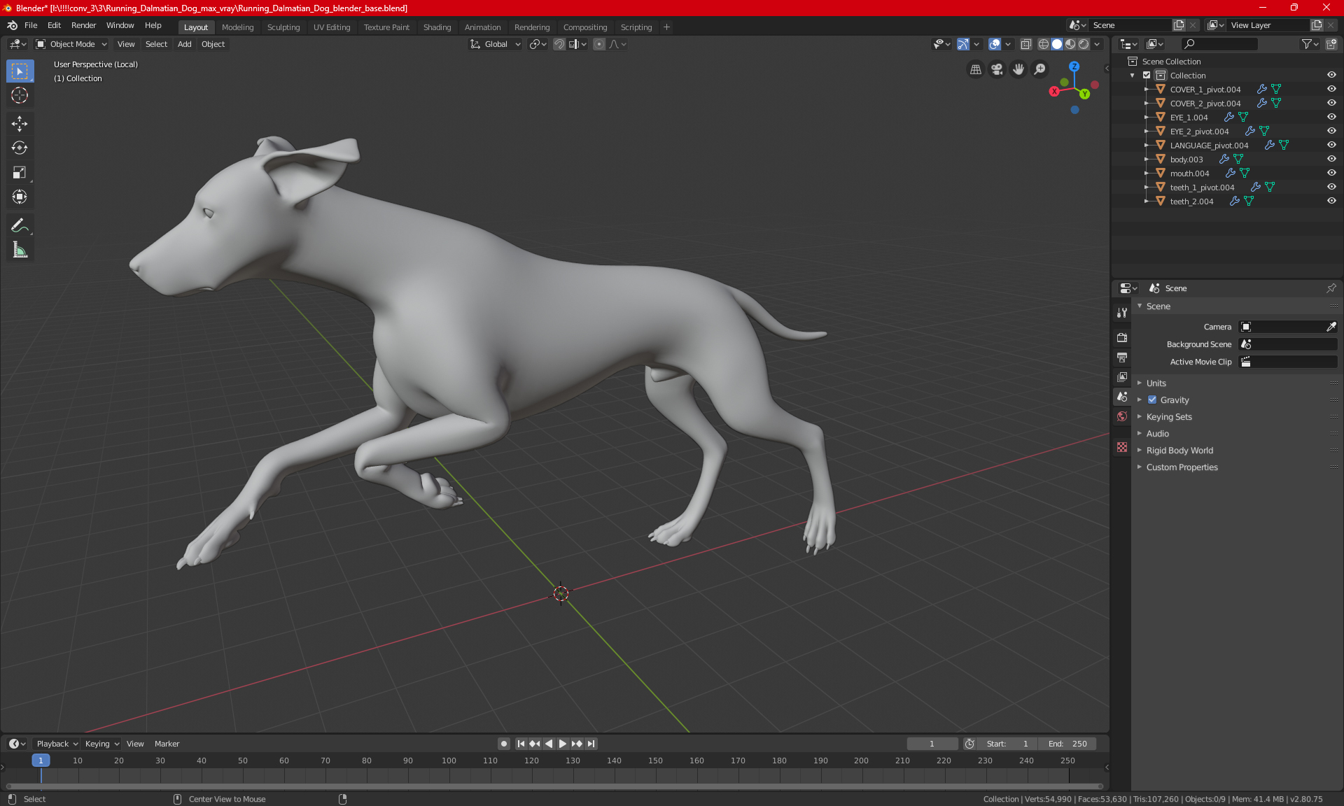 3D Running Dalmatian Dog