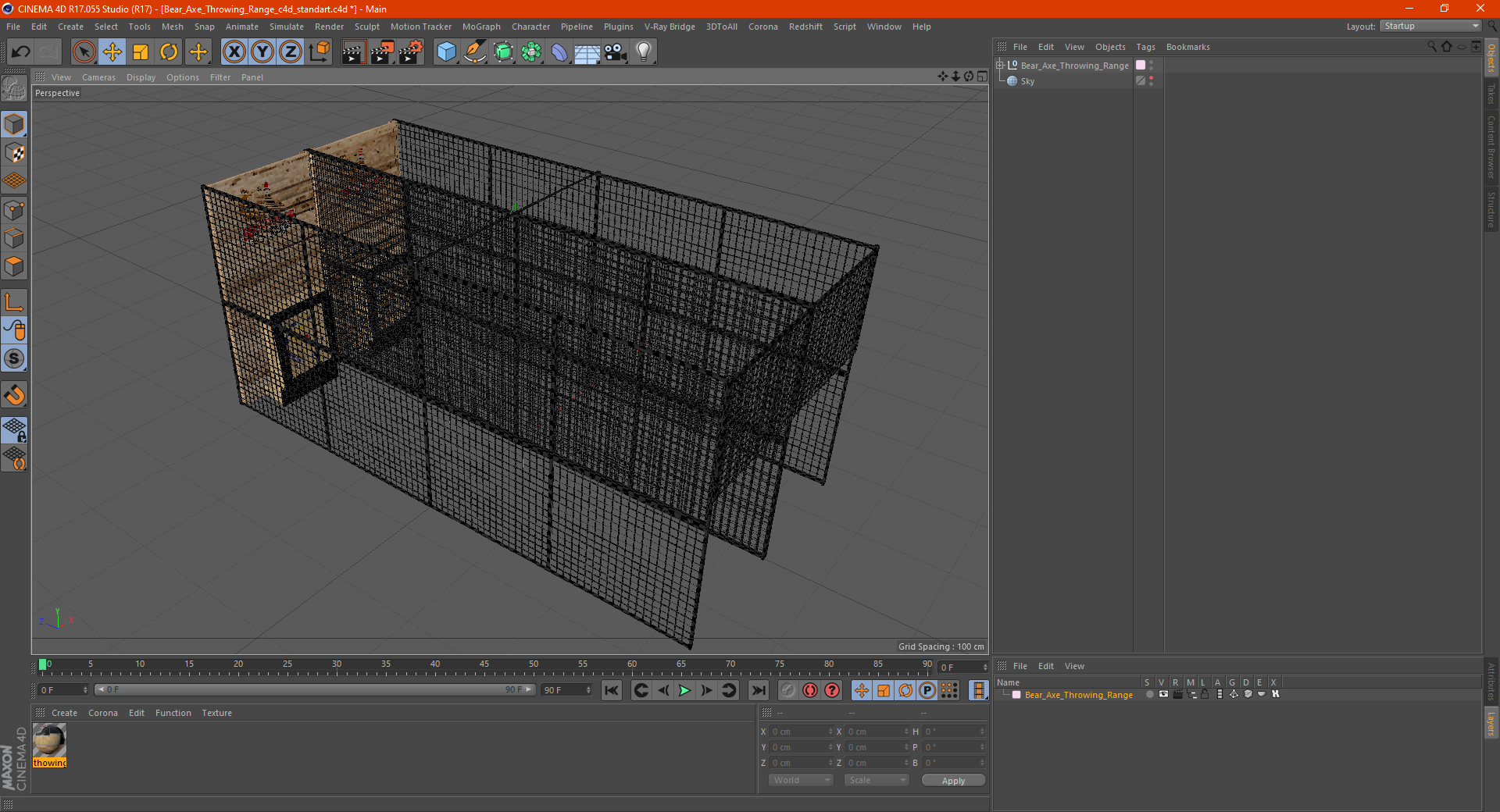 3D Bear Axe Throwing Range model