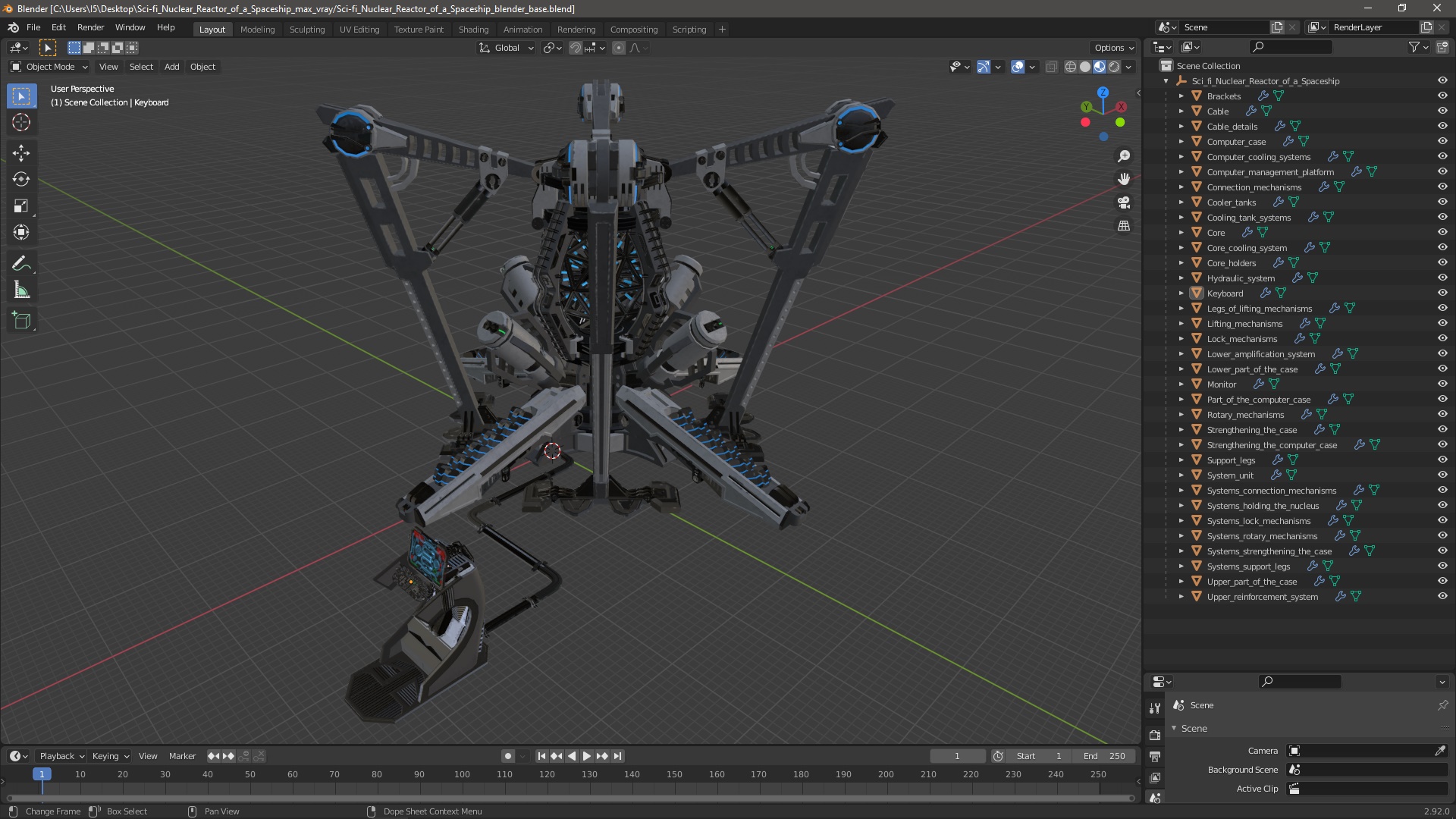 Sci-fi Nuclear Reactor of a Spaceship 3D