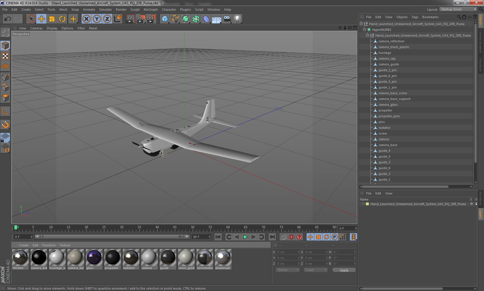 Hand Launched Unmanned Aircraft System UAS RQ 20B Puma 3D model