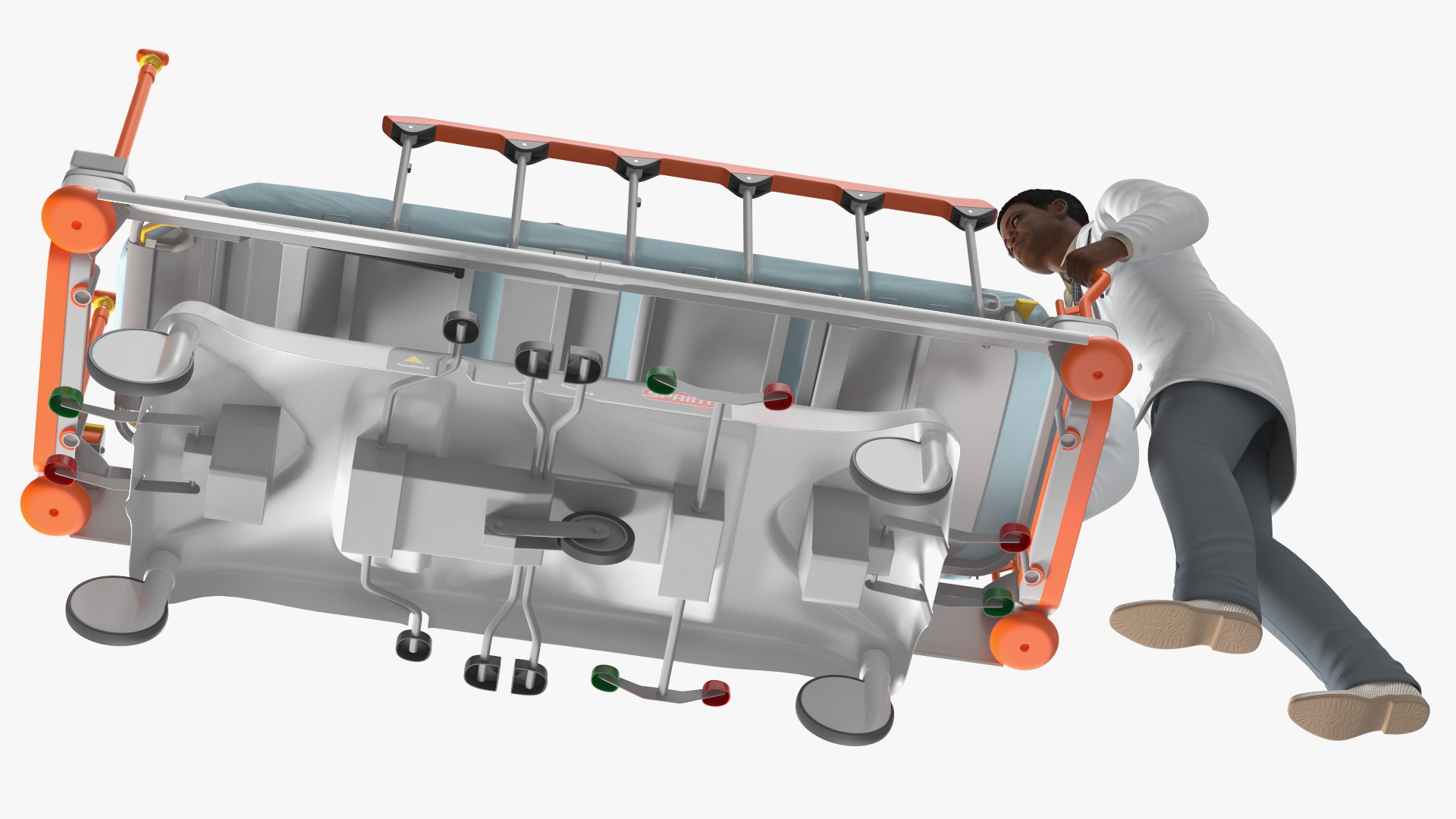 3D Linet Sprint 100 Transport Bed with Doctor and Patient Rigged