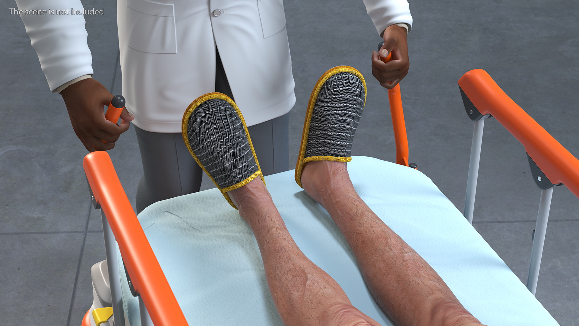 3D Linet Sprint 100 Transport Bed with Doctor and Patient Rigged
