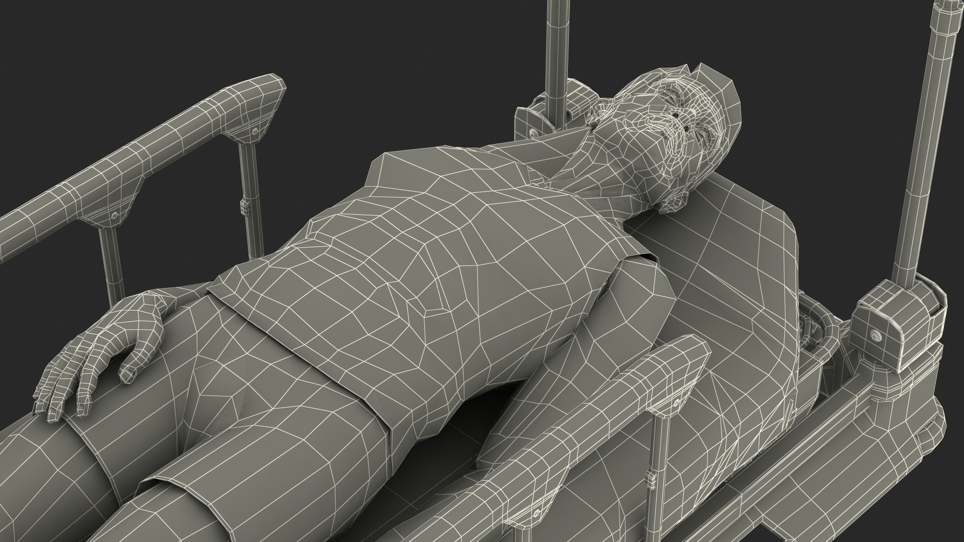 3D Linet Sprint 100 Transport Bed with Doctor and Patient Rigged