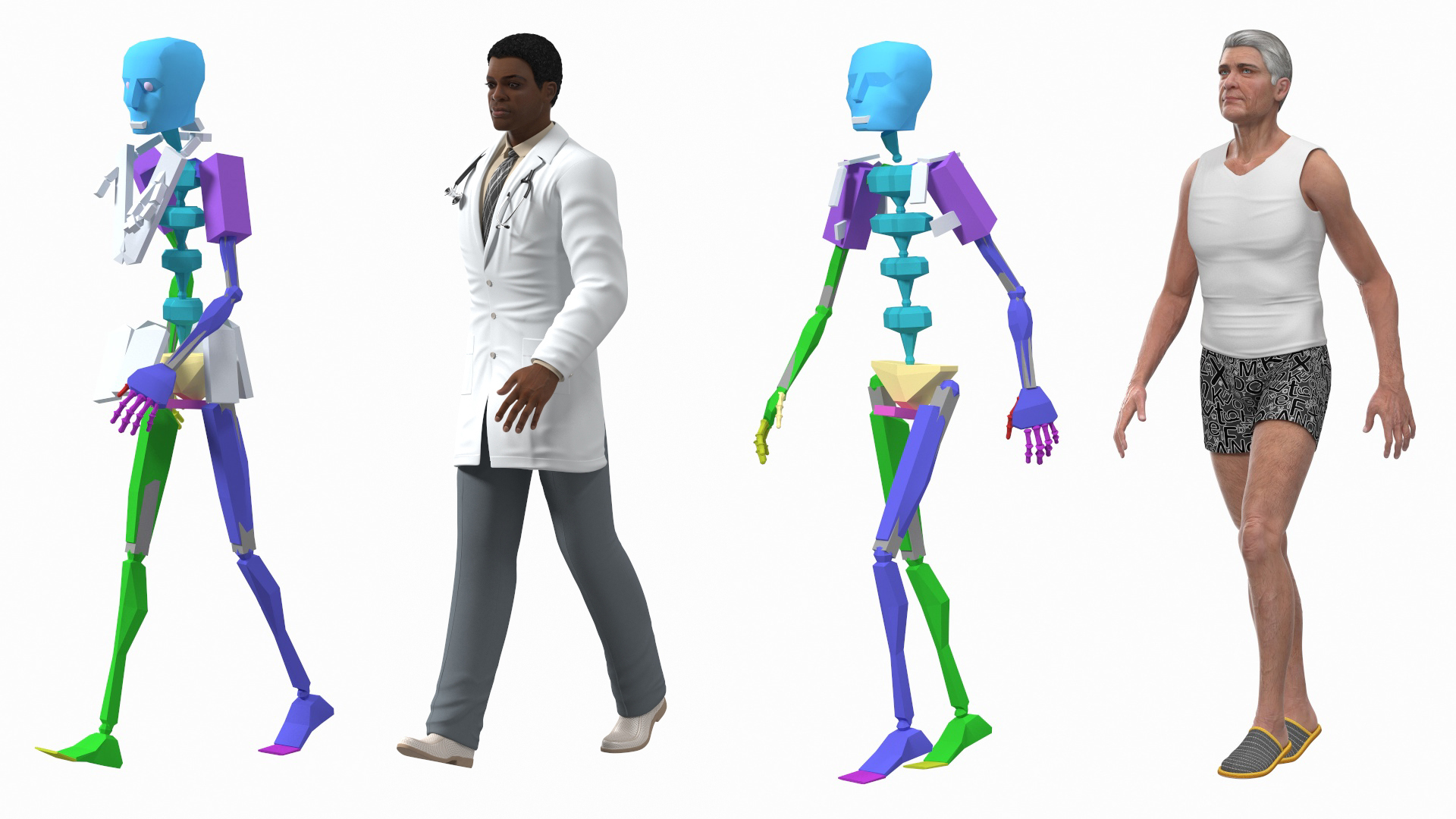 3D Linet Sprint 100 Transport Bed with Doctor and Patient Rigged
