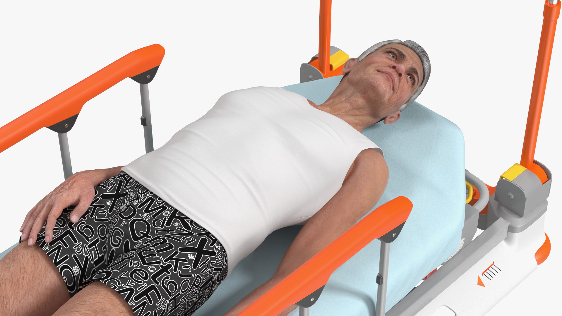 3D Linet Sprint 100 Transport Bed with Doctor and Patient Rigged