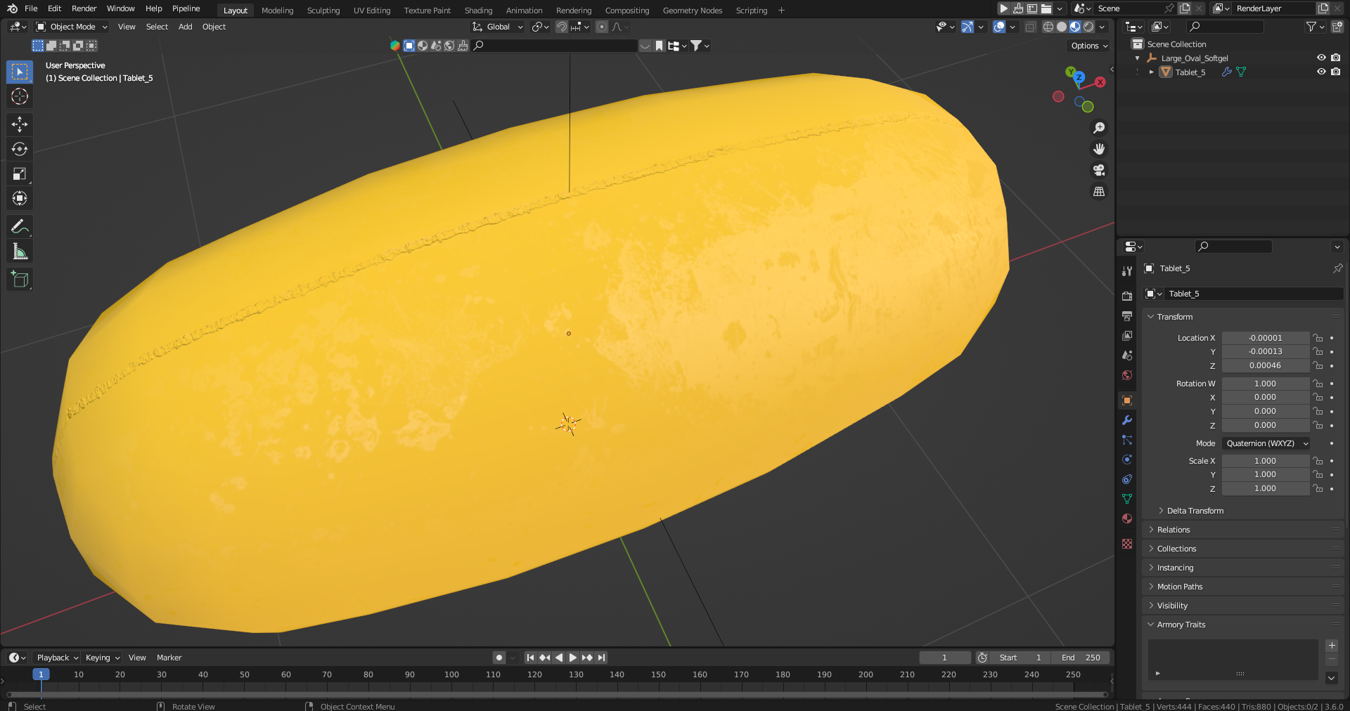 3D Large Oval Softgel model