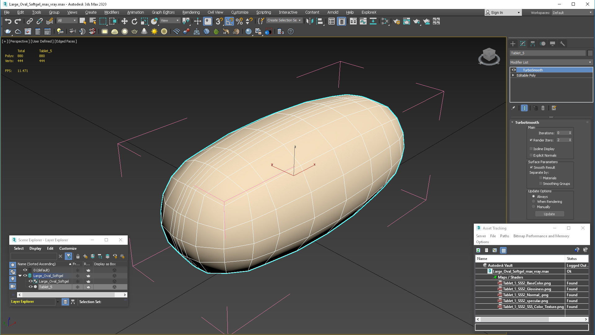 3D Large Oval Softgel model