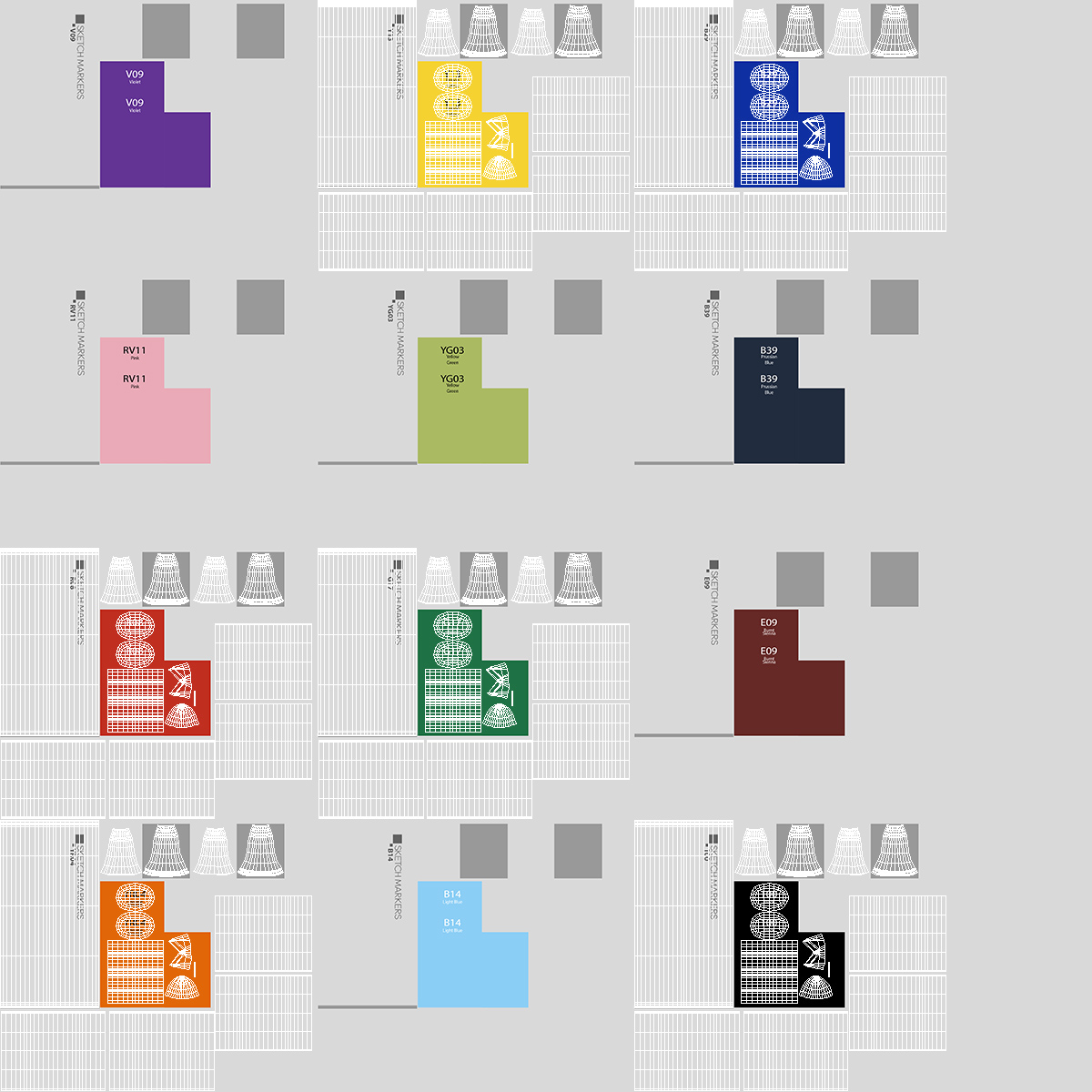3D model Generic Sketch Marker 6 Colors