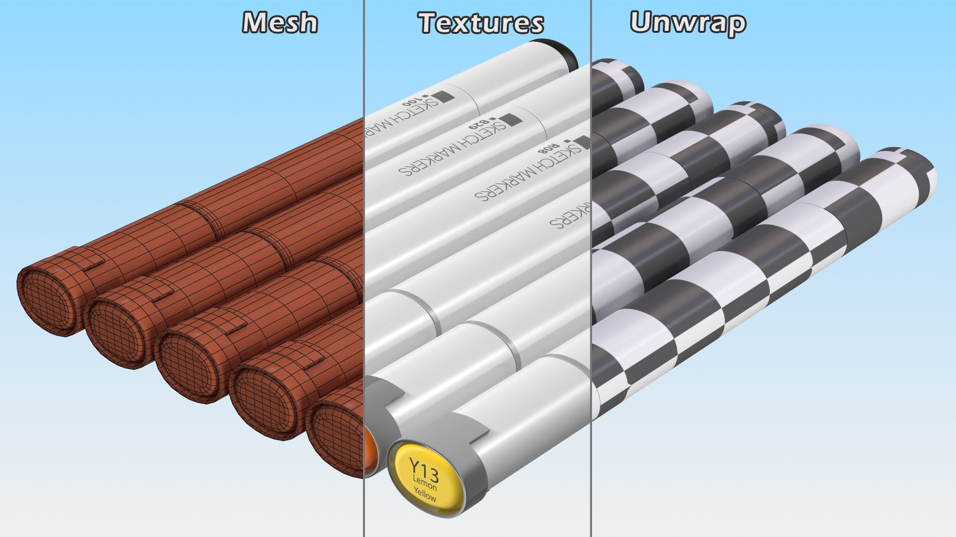 3D model Generic Sketch Marker 6 Colors