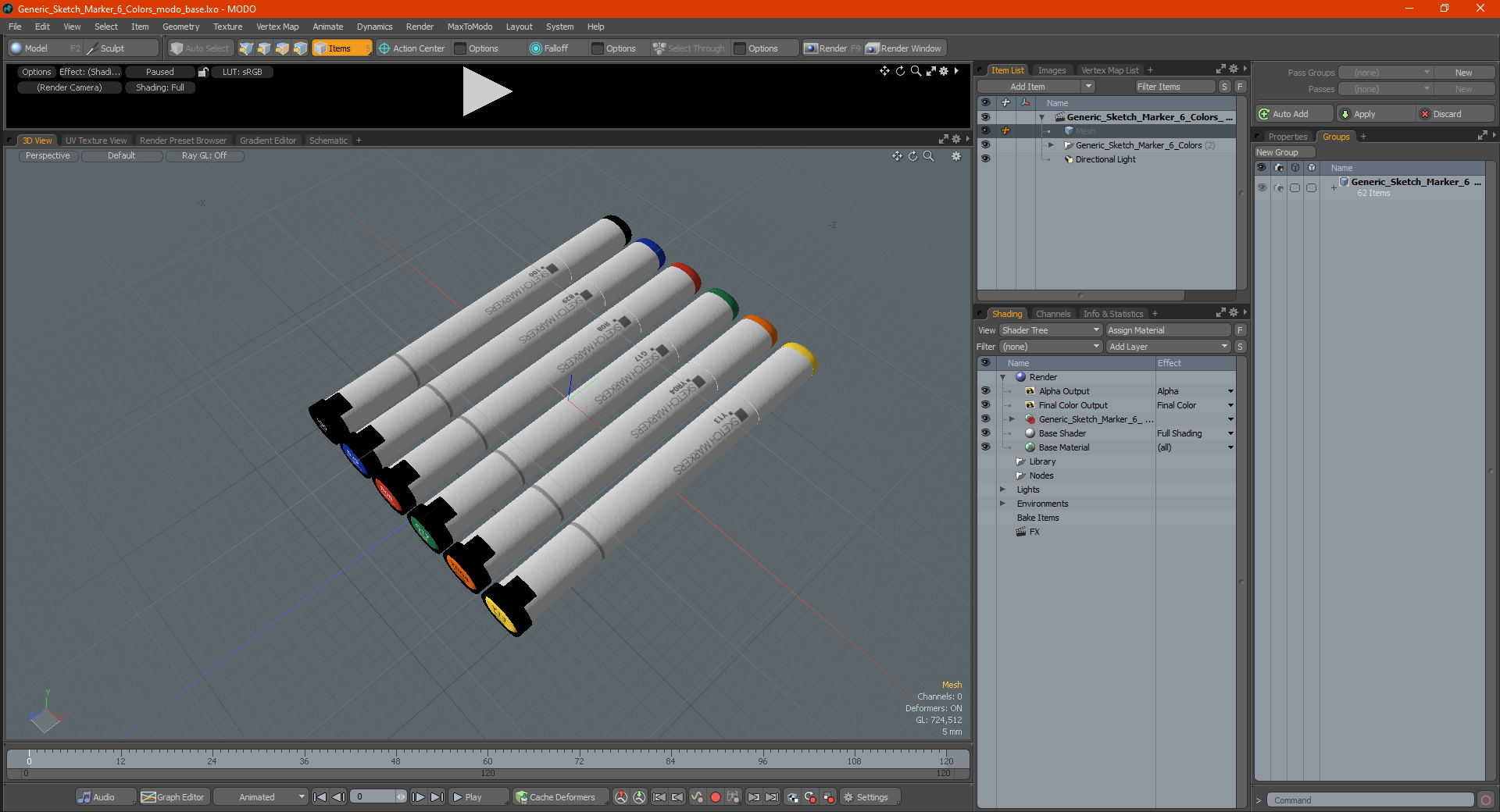 3D model Generic Sketch Marker 6 Colors
