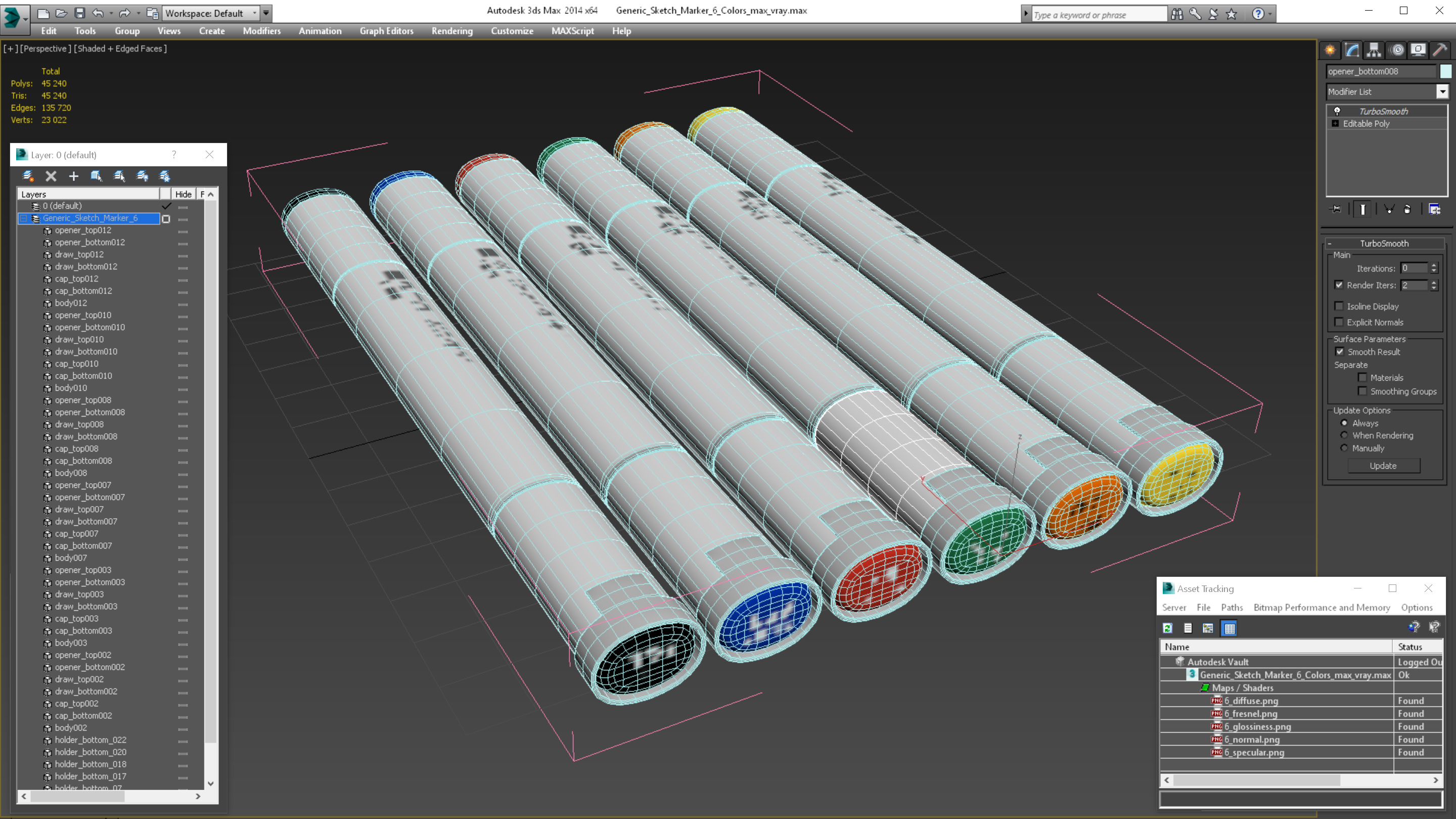 3D model Generic Sketch Marker 6 Colors
