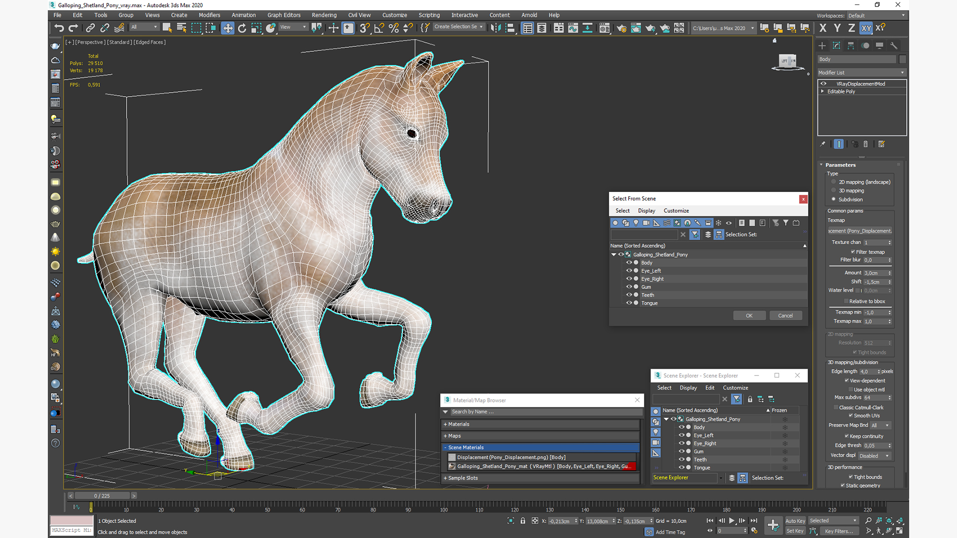3D Galloping Shetland Pony model