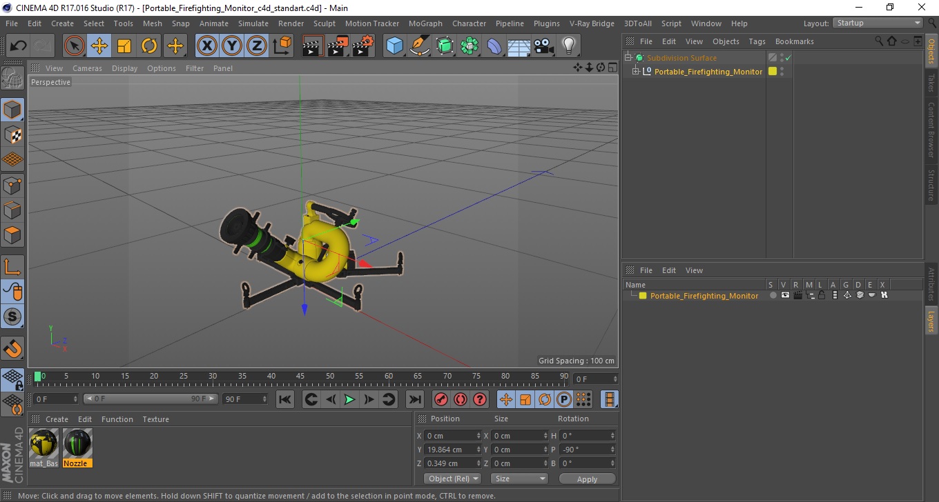 Portable Firefighting Monitor 3D model