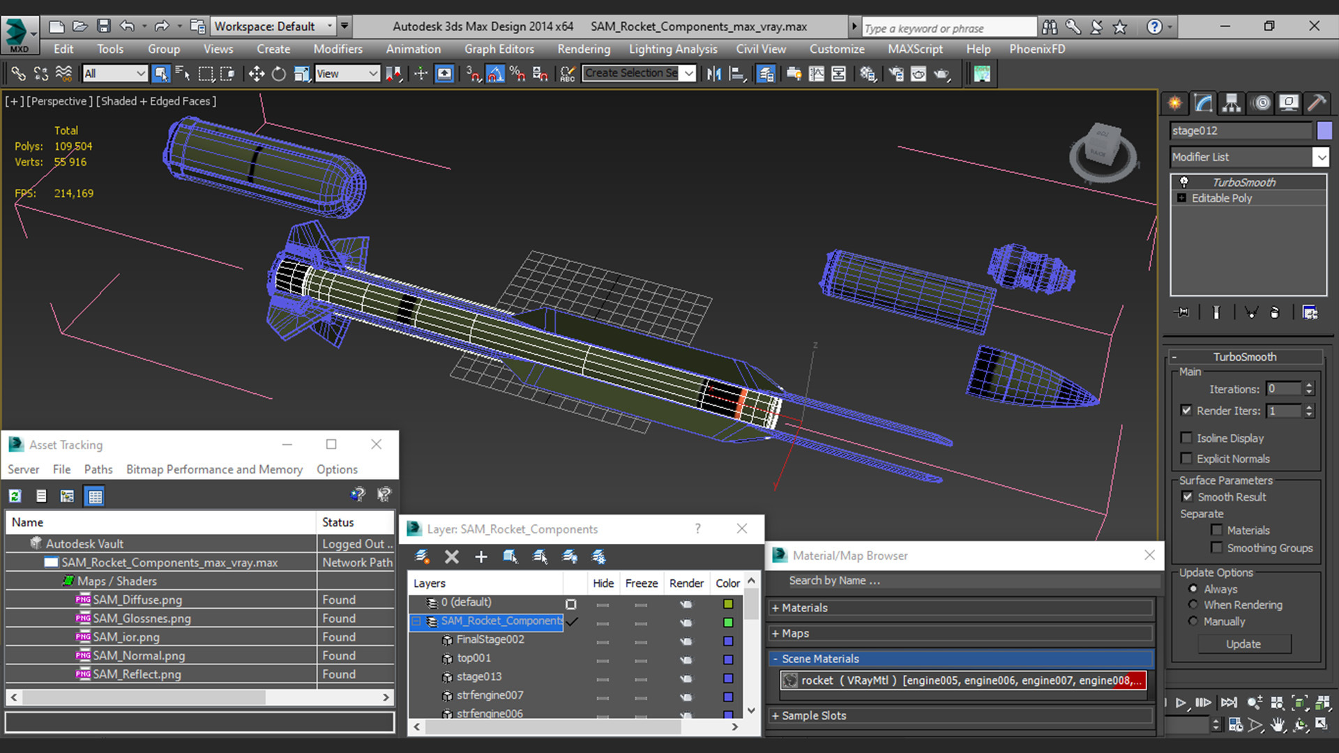 3D SAM Rocket Components