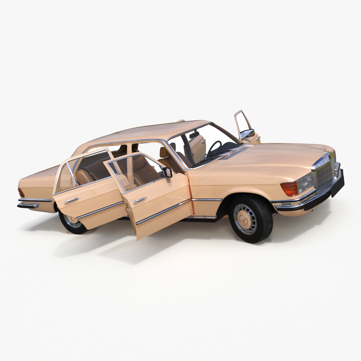 3D Mercedes Benz 350 SE Yellow Rigged for Maya model
