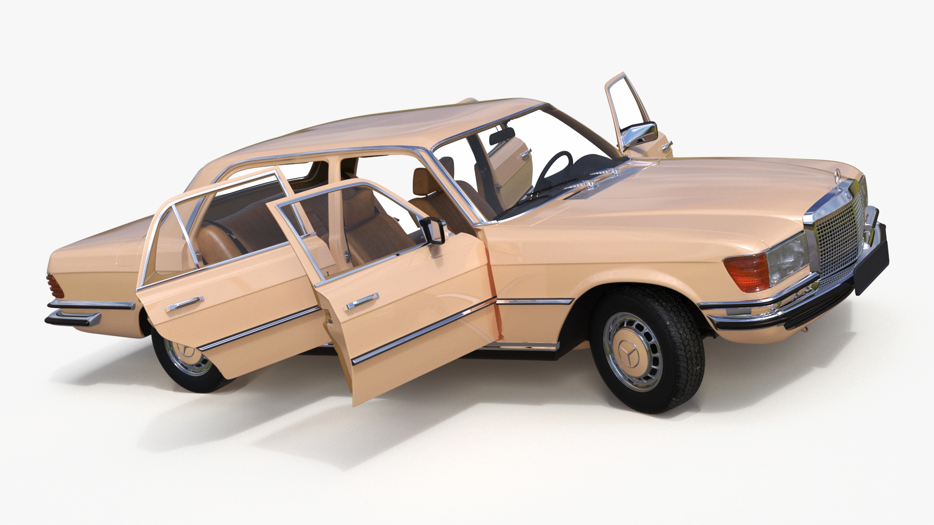 3D Mercedes Benz 350 SE Yellow Rigged for Maya model
