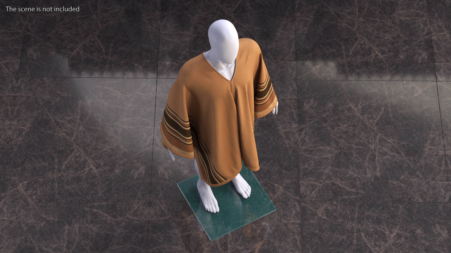 3D Brown Striped Poncho on Mannequin model