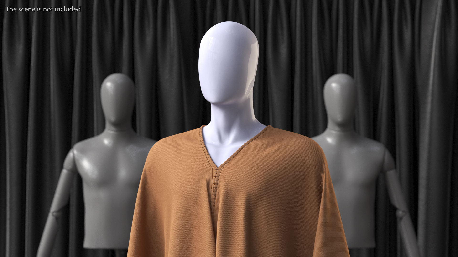 3D Brown Striped Poncho on Mannequin model