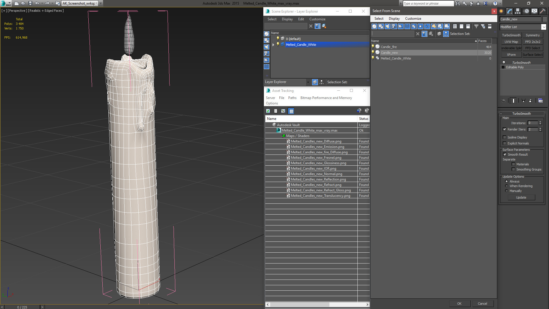 Melted Candle White 3D model