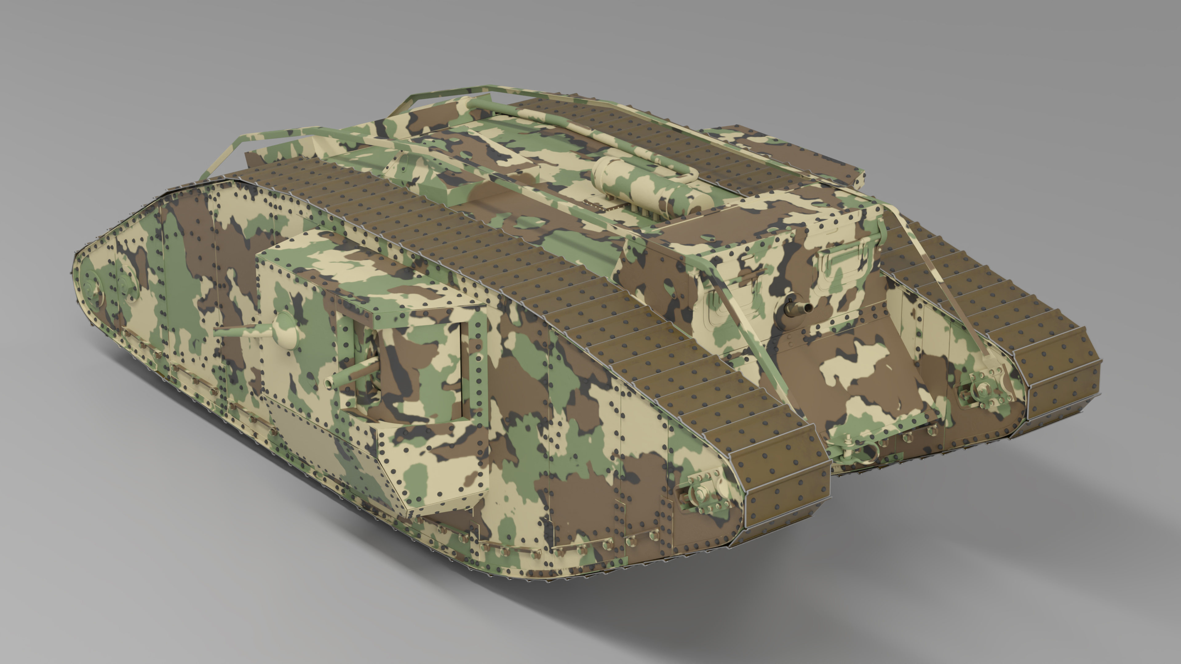 Tank MK 4 Male Camouflage Color Rigged for Maya 3D