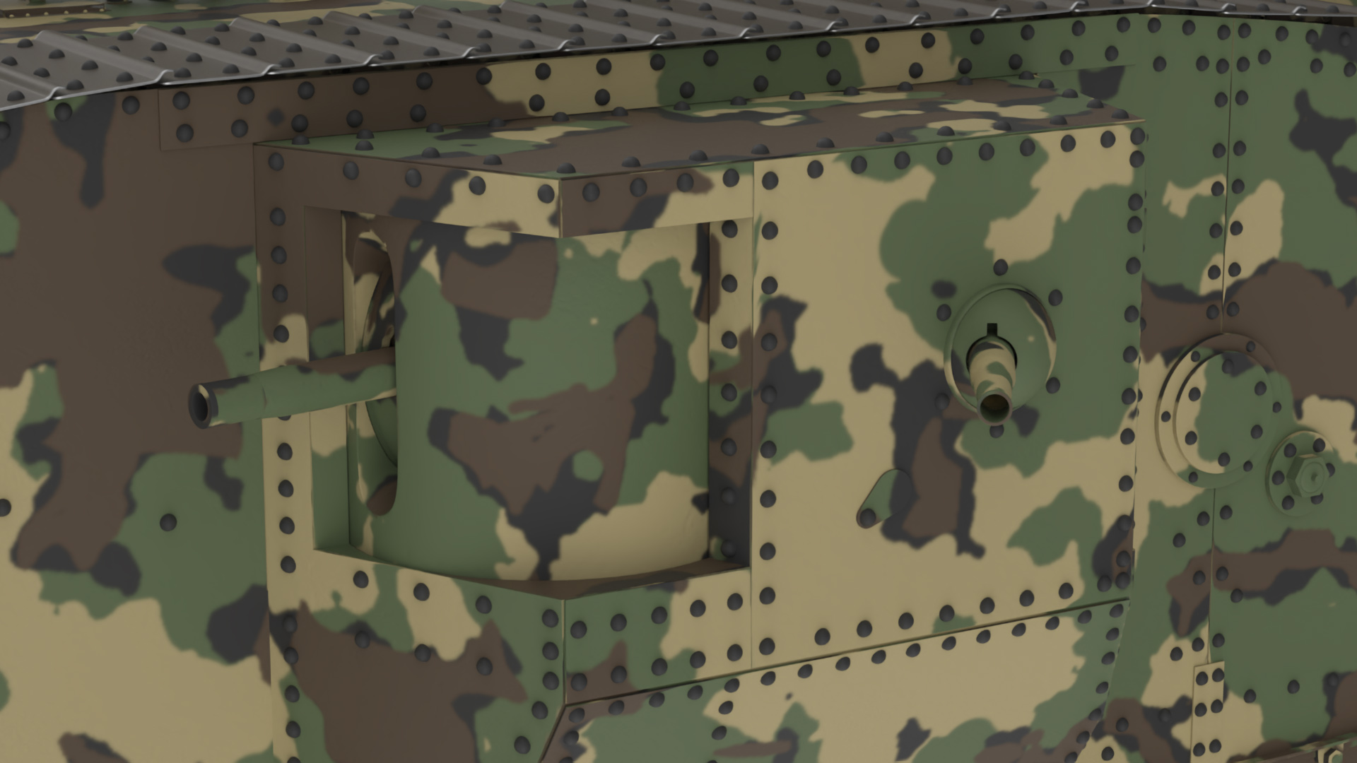 Tank MK 4 Male Camouflage Color Rigged for Maya 3D