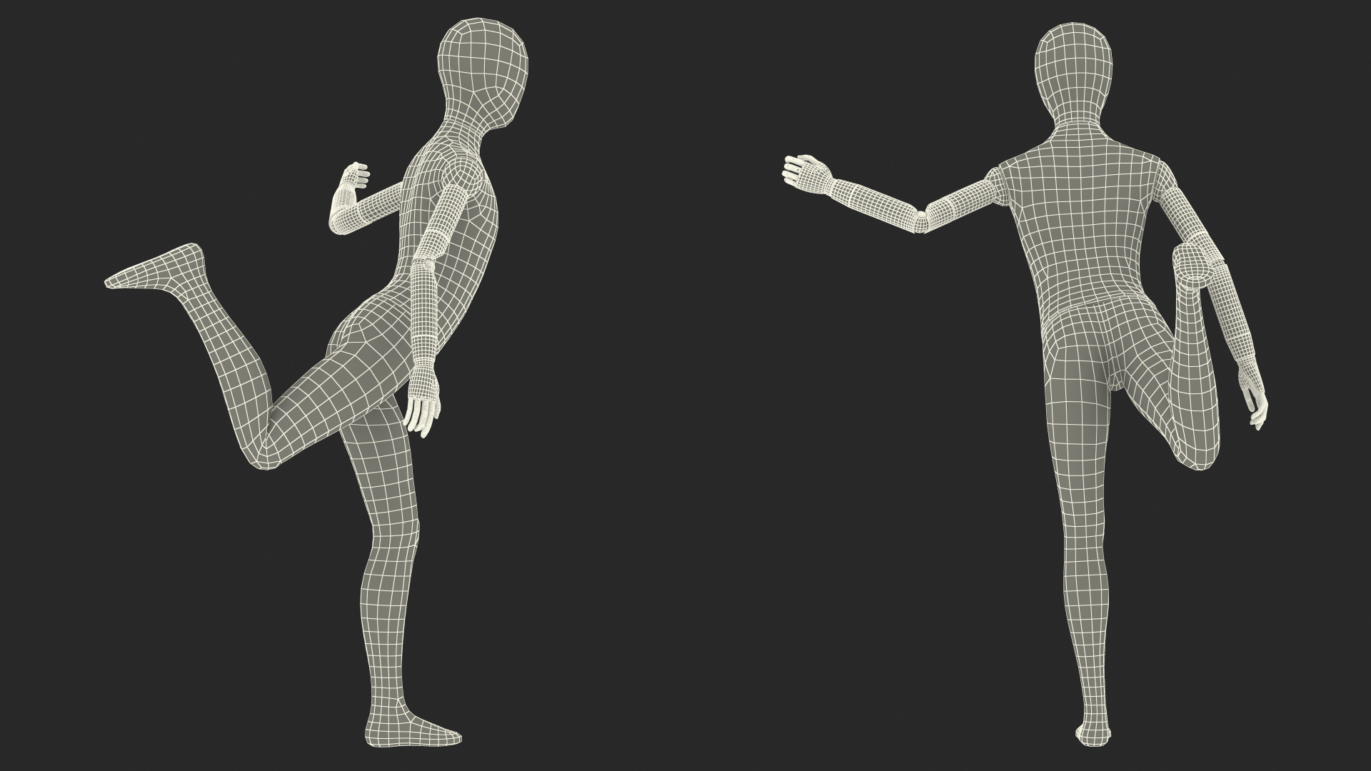 3D model Flexible Child Mannequin Balancing Pose Black