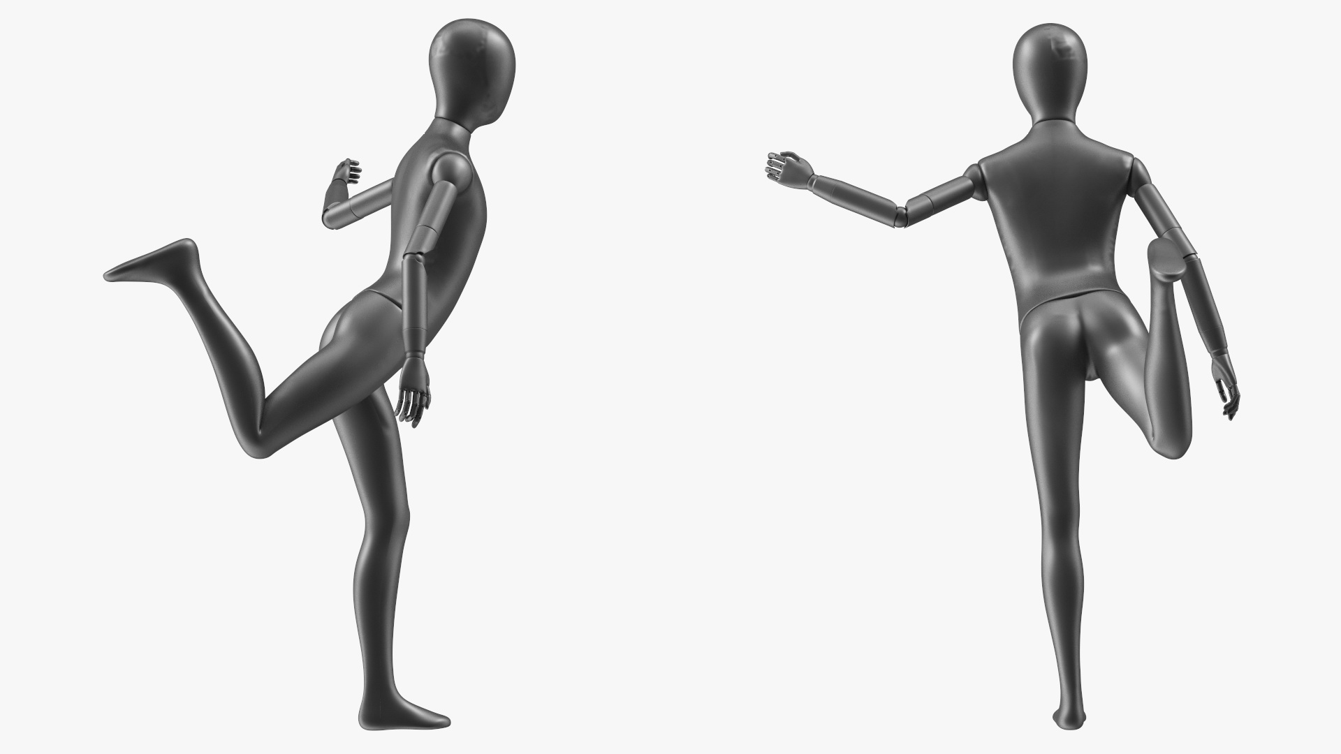 3D model Flexible Child Mannequin Balancing Pose Black