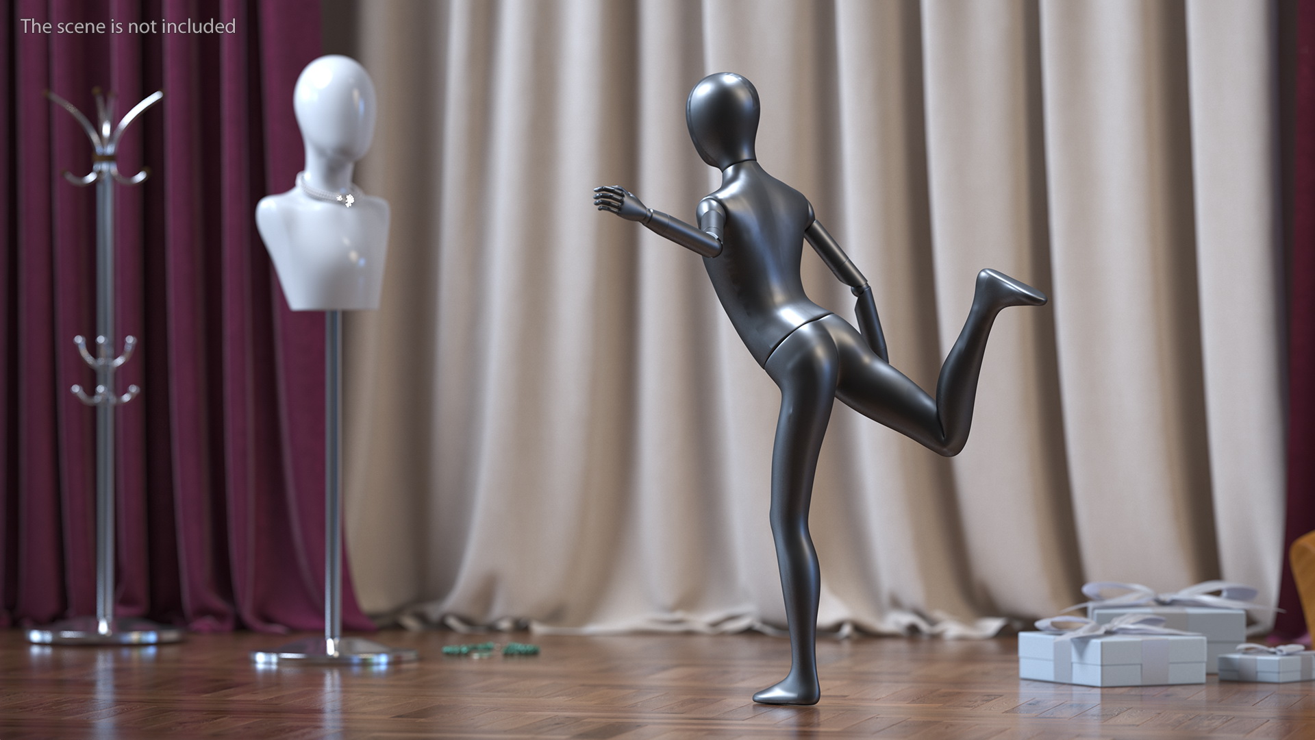 3D model Flexible Child Mannequin Balancing Pose Black