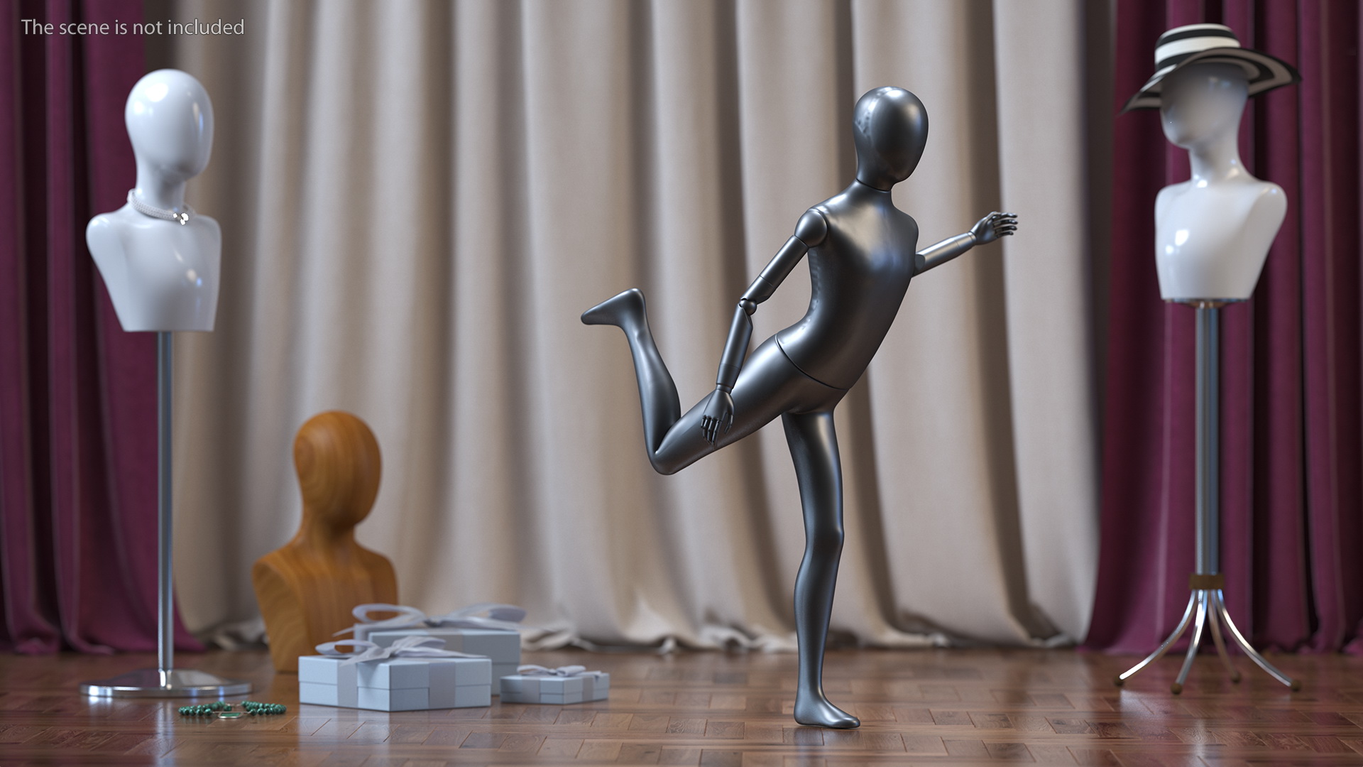 3D model Flexible Child Mannequin Balancing Pose Black