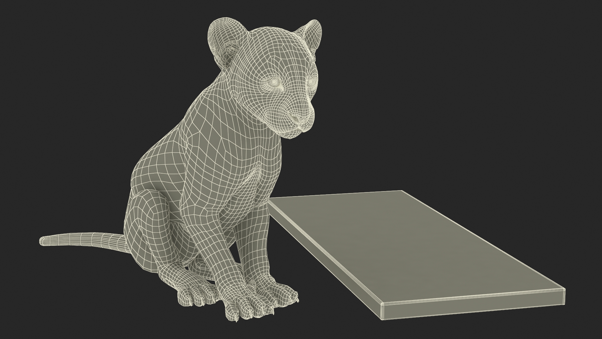 3D Silver Statue of Panther on Stand model