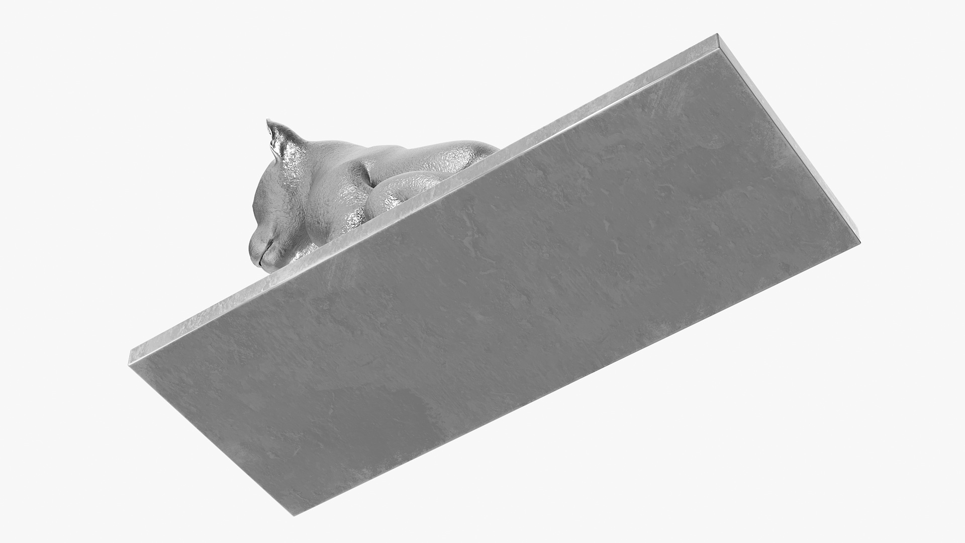3D Silver Statue of Panther on Stand model