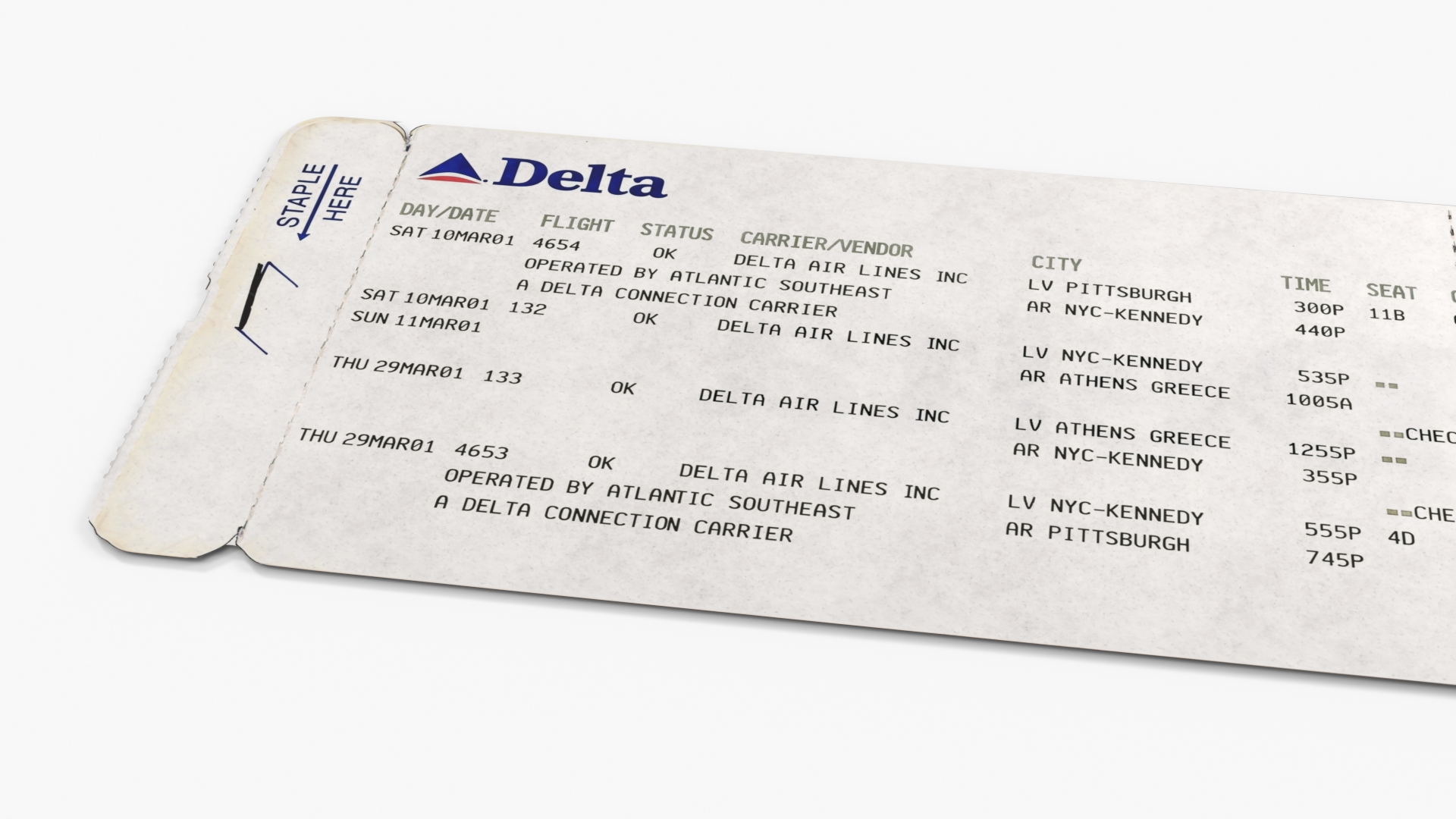 Vintage Delta Airline Boarding Pass Tan - view 5