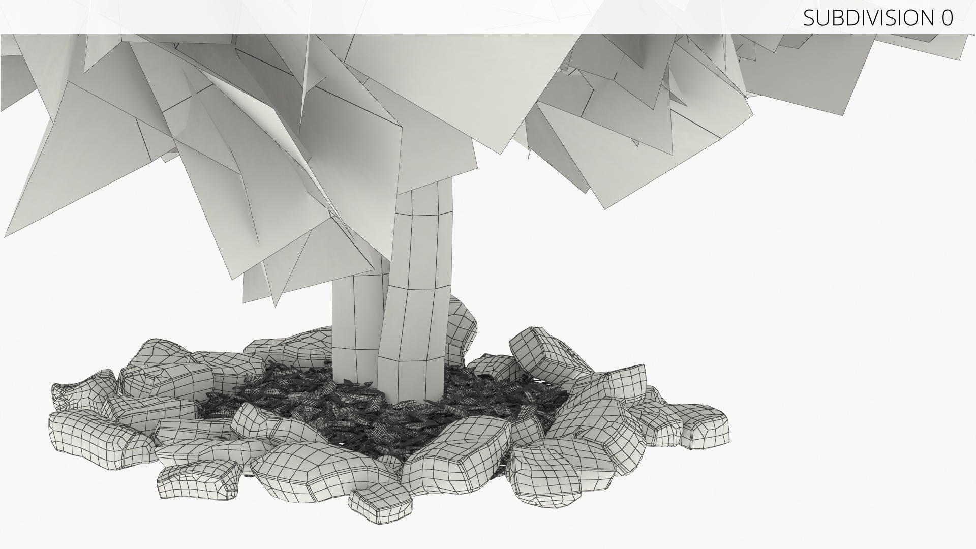 LowPoly Japanese Maple Tree with Mulch and Stones - view 7