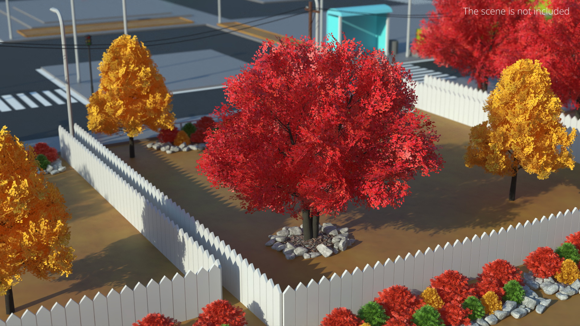LowPoly Japanese Maple Tree with Mulch and Stones - view 3