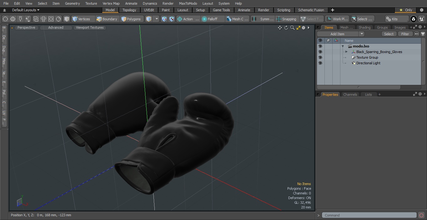 3D Black Sparring Boxing Gloves model