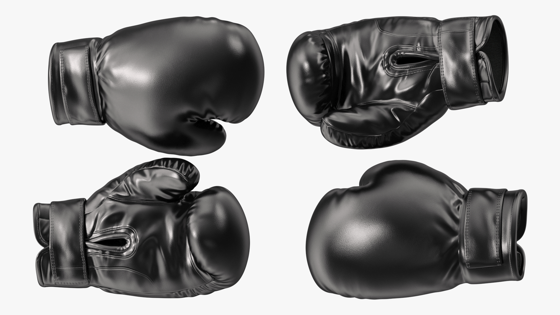 3D Black Sparring Boxing Gloves model