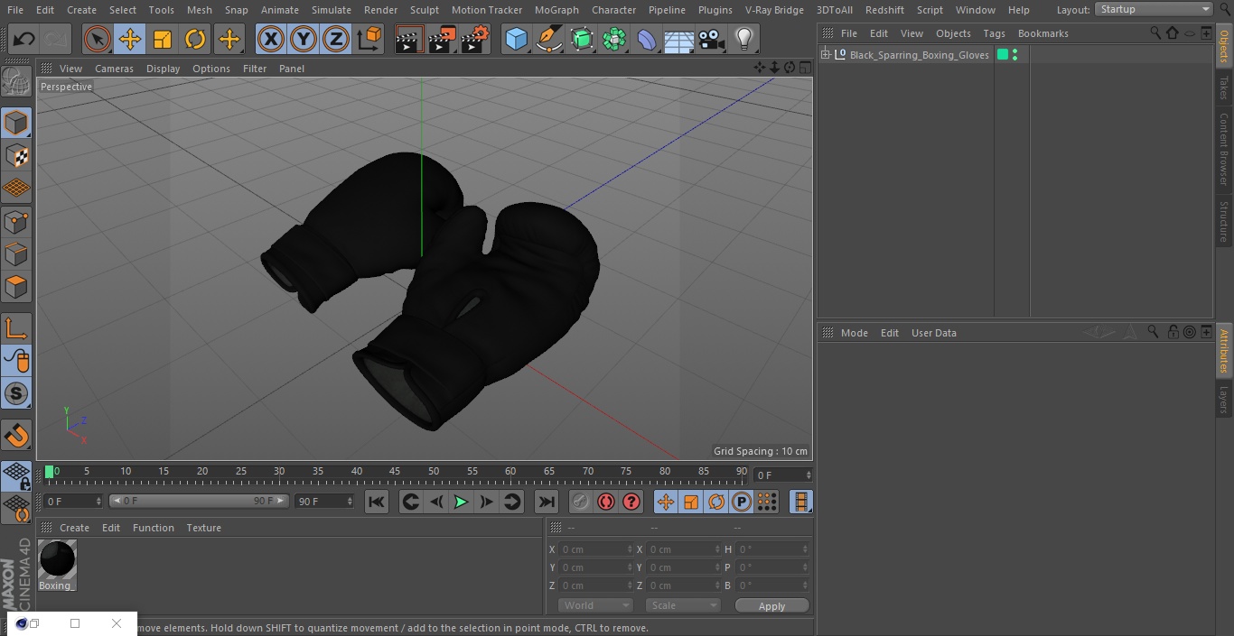 3D Black Sparring Boxing Gloves model