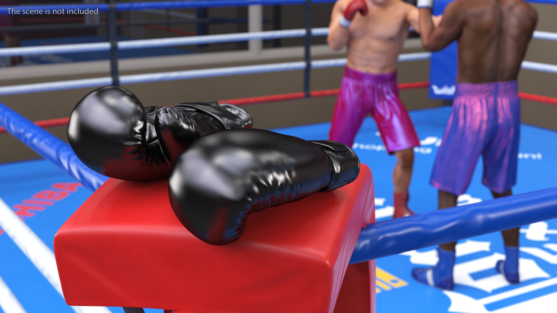 3D Black Sparring Boxing Gloves model